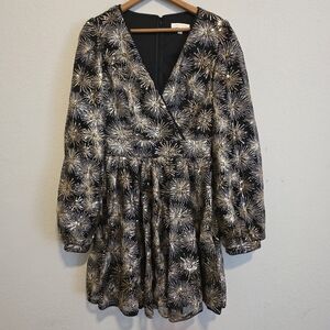 Flying Tomato Black Mini Dress Sequined Silver Gold Fireworks Glitzy Size Small